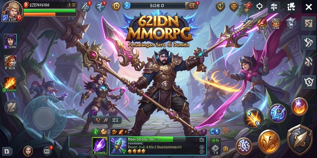 Screenshot gameplay menunjukkan pertarungan seru dalam MMORPG.