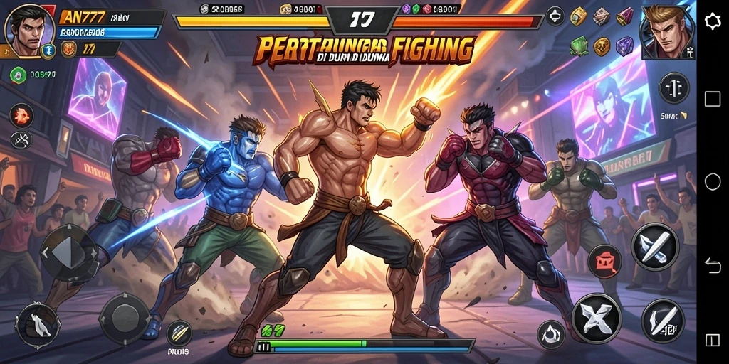 Screenshot gameplay AN777 menunjukkan aksi pertarungan yang mendebarkan.