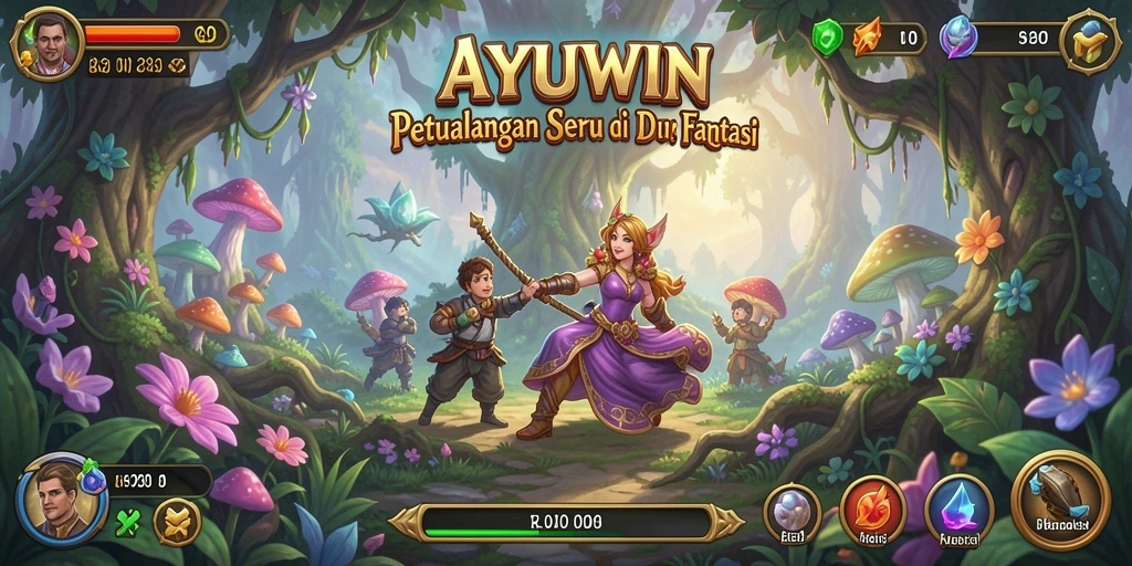 Tangkapan layar gameplay AYUWIN menampilkan aksi petualangan yang mendebarkan.