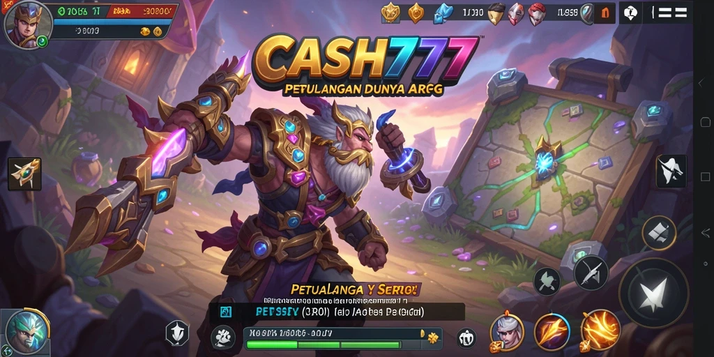 Screenshot utama menampilkan pertarungan epik dalam game ARPG CASH777.