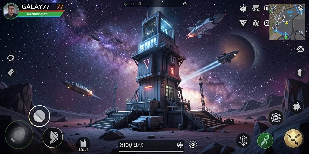 Menampilkan gameplay menegangkan dalam GALAXY77 Tower Defense.