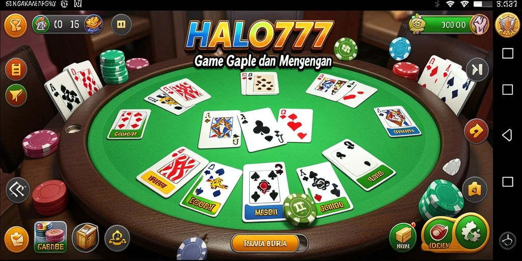 Tampilan gameplay seru HALO777 dengan pemain beradu strategi dalam Gaple.