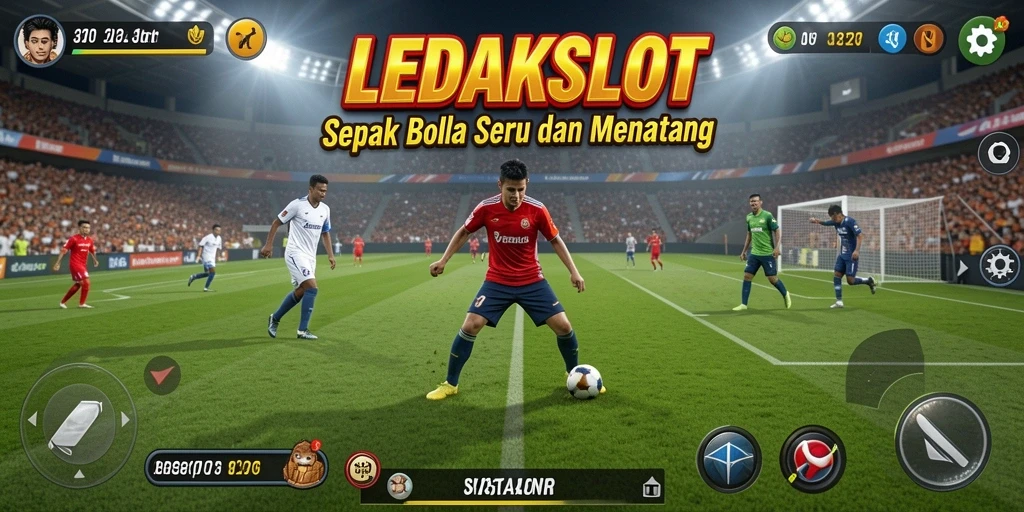 Tampilan permainan menyenangkan di LEDAKSLOT dengan aksi sepak bola nyata.