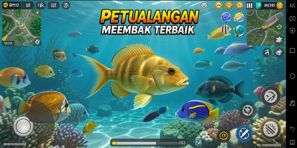 Gameplay SP212 yang seru menembak ikan di lautan.