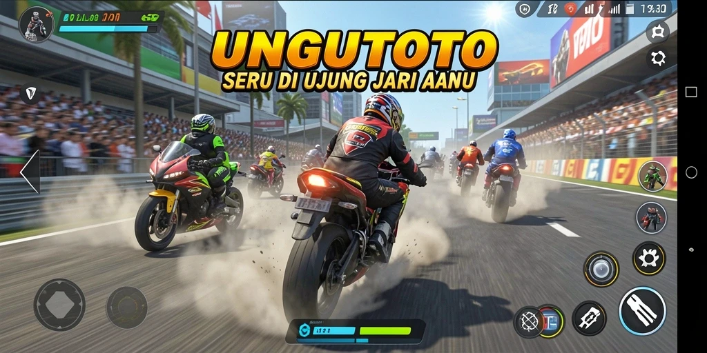 Gameplay UNGUTOTO yang mendebarkan dalam balapan motor.
