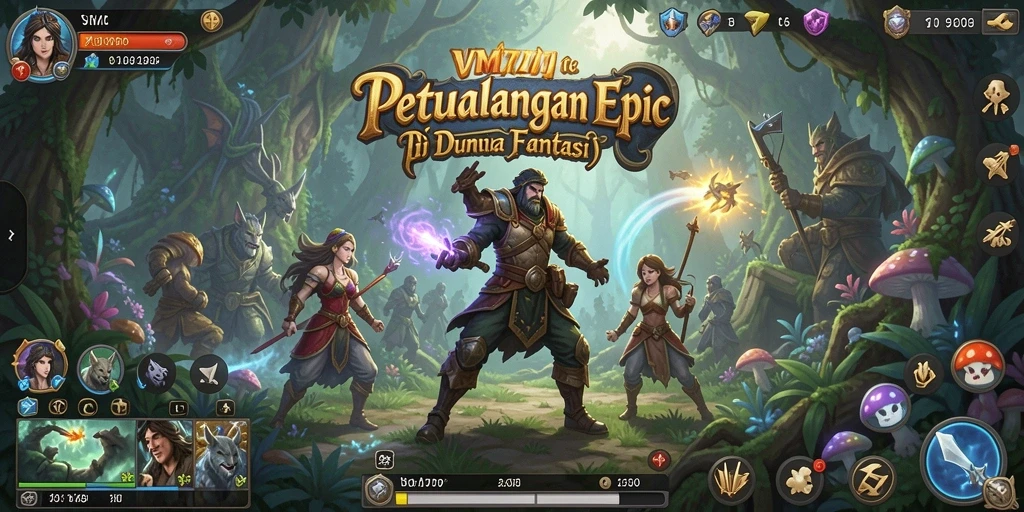 Tangkapan layar menunjukkan pertarungan RPG yang mendebarkan di VM777.