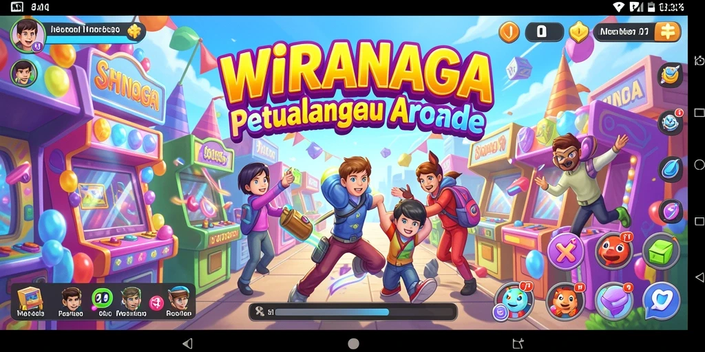 Screenshot WIRANAGA dengan aksi gameplay seru di arena arcade.