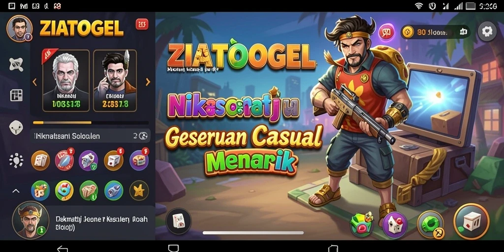 Screenshot utama ZIATOGEL menampilkan gameplay seru dan interaktif.